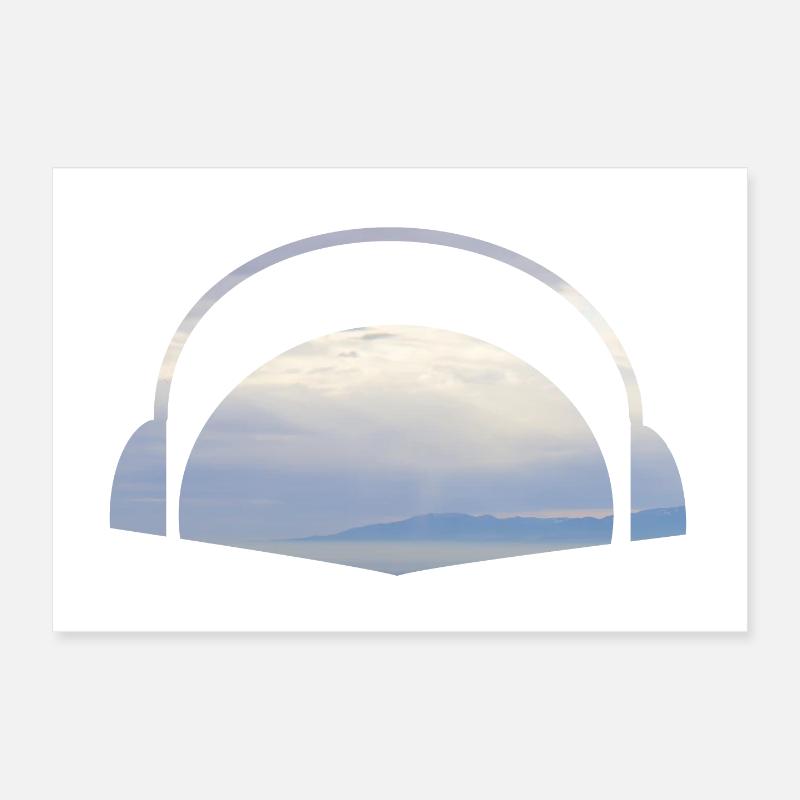 Sonnenuntergang Kopfhörer - Poster 30x20 cm - Weiß