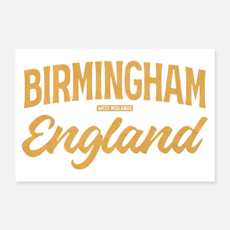 Birmingham England Vintage Script Poster 30x20 cm
