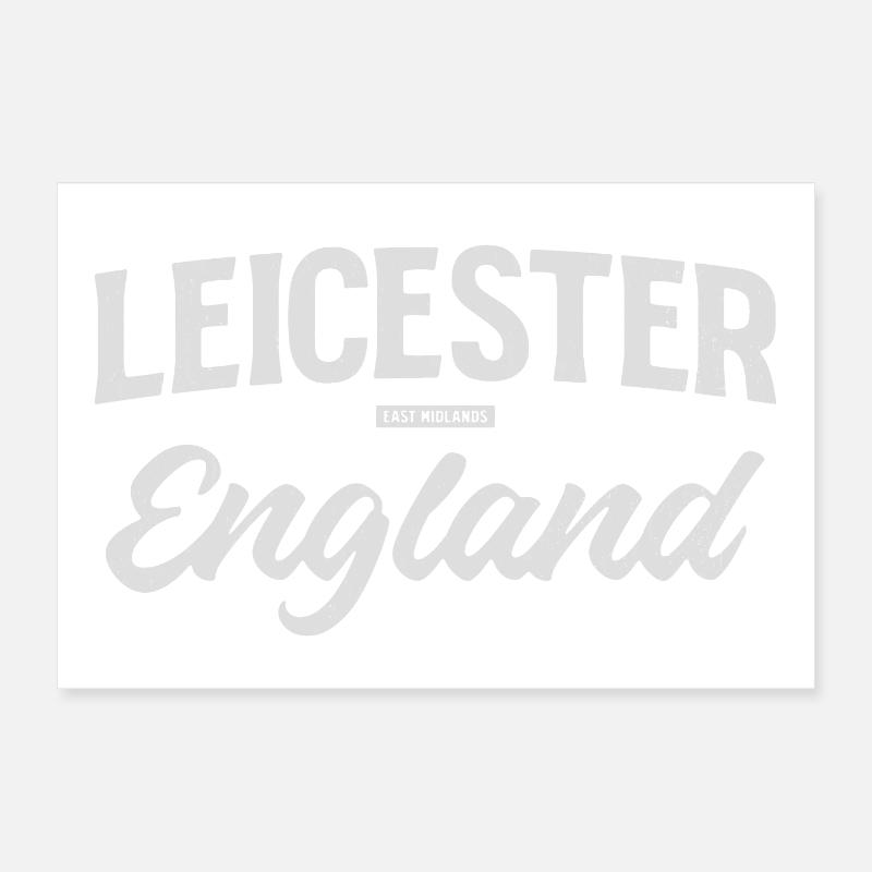 Leicester England Vintage Script Poster 30 x 20 cm