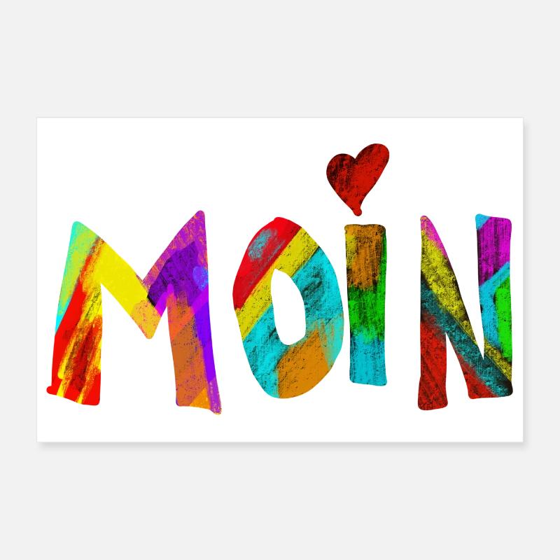 Moin Regenbogen Pinselbuchstaben Poster 30x20 cm