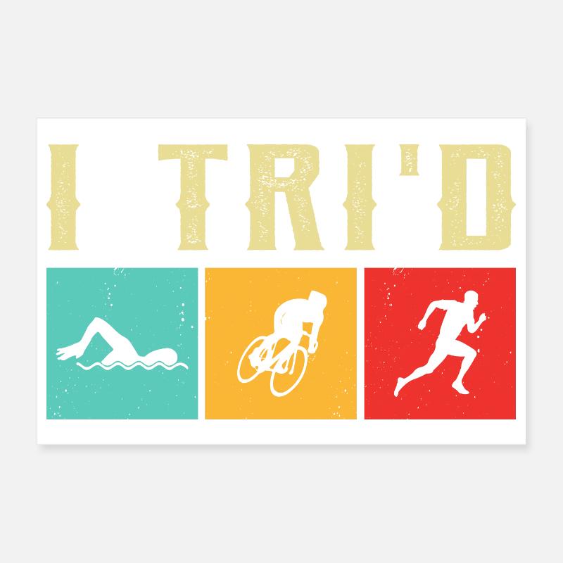 Triathlon-Anzug - Triathlet im Training - Poster 30x20 cm - Weiß