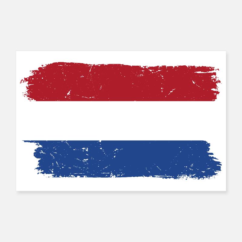 Red White Blue Brushstroke Flag Poster 12" x 8" (30x20 cm)