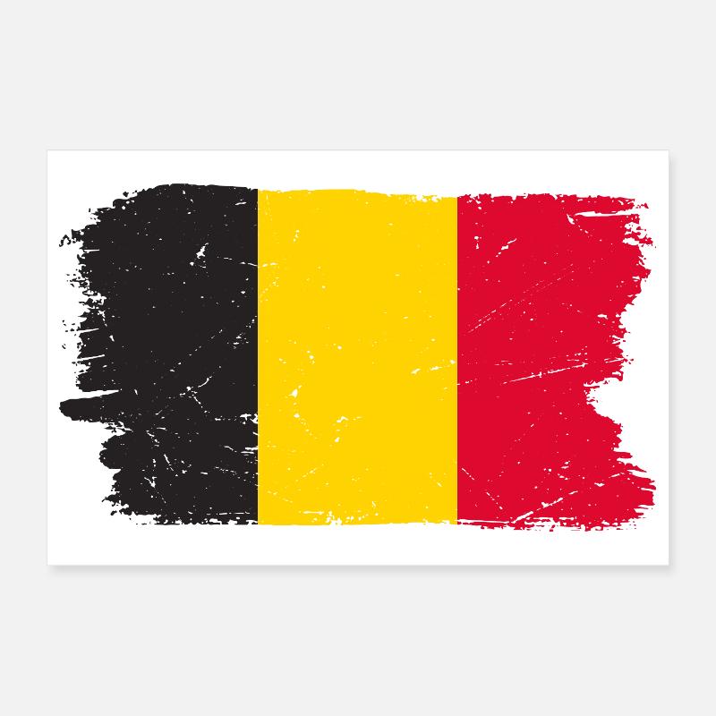 Drapeau belge coup de pinceau Poster 30 x 20 cm