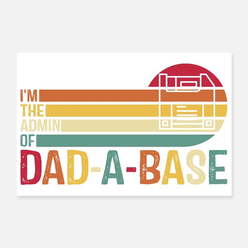 Retro Dad-A-Base Sunset Illustration Poster 12" x 8" (30x20 cm)