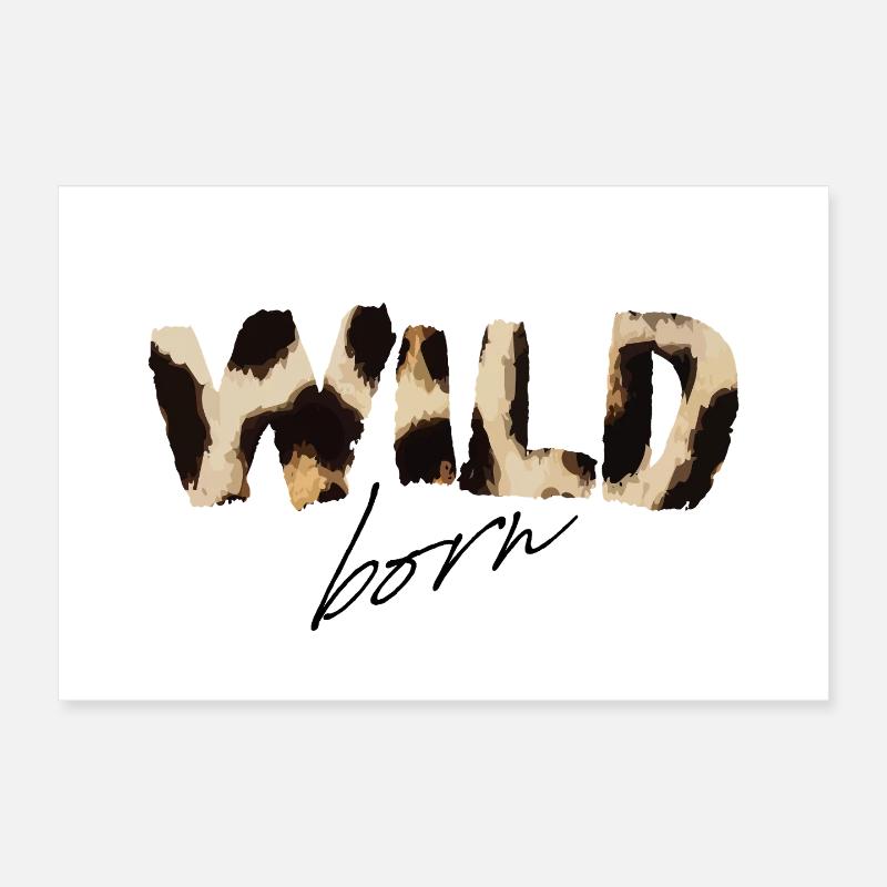 Wild Born Imprimé léopard - Poster 30 x 20 cm - blanc