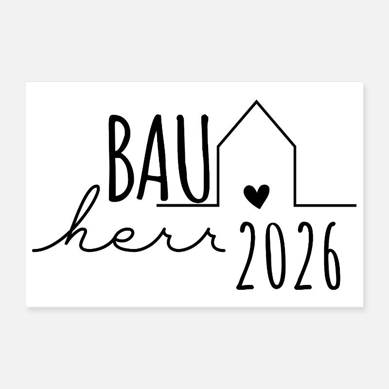 Bauherr 2026 Hausbau Geschenk Mann - Poster 30x20 cm - Weiß