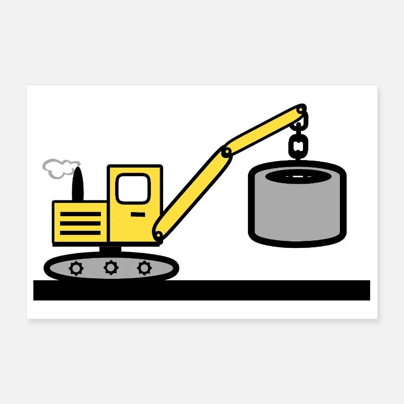 Excavator - Poster 12" x 8" (30x20 cm) - white