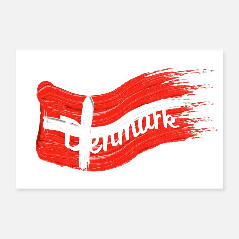 Danish flag Poster 12" x 8" (30x20 cm)