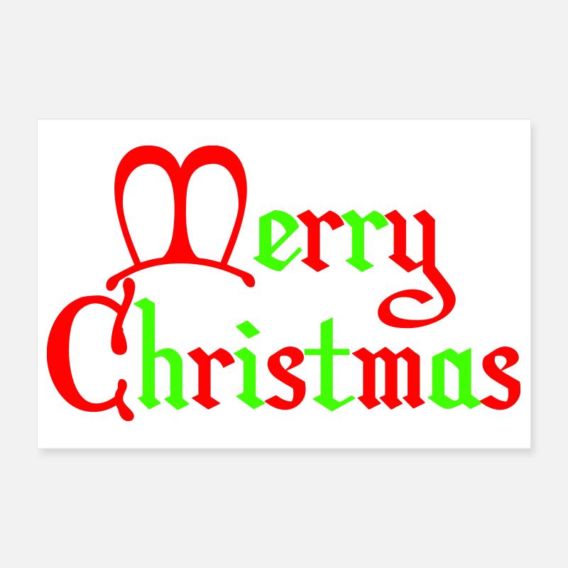 Merry Christmas Gothic Script Poster 12" x 8" (30x20 cm)