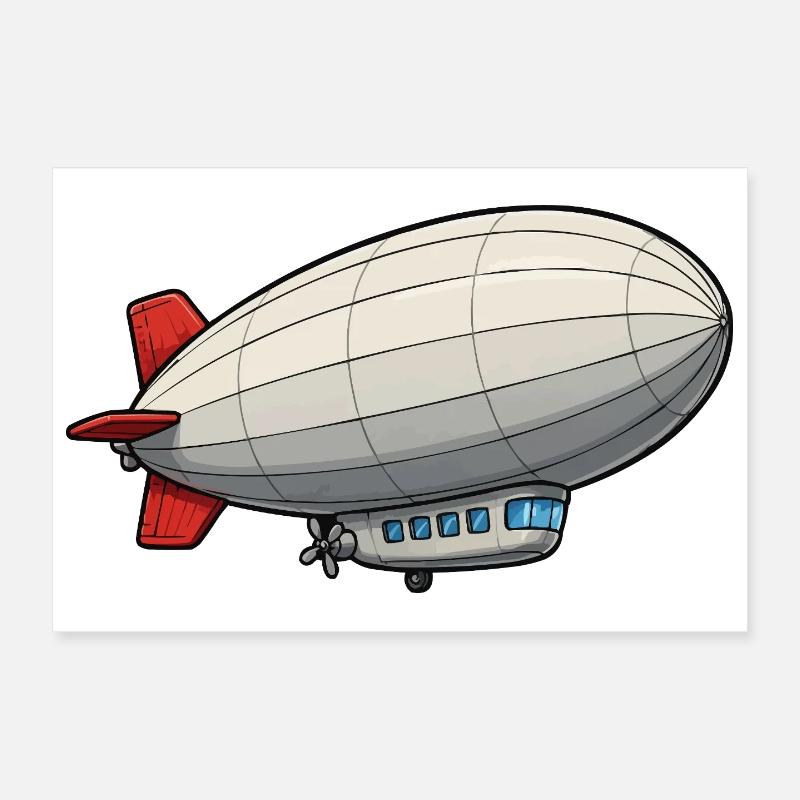 Luftschiff Cartoon Zeppelin Poster 30x20 cm