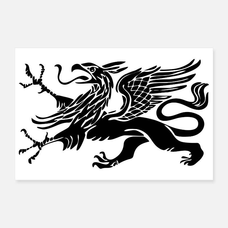 Vogel Greif von Rostock in schwarz Poster 30x20 cm