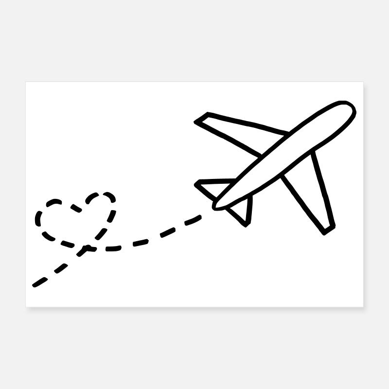 Heart and plane Poster 12" x 8" (30x20 cm)