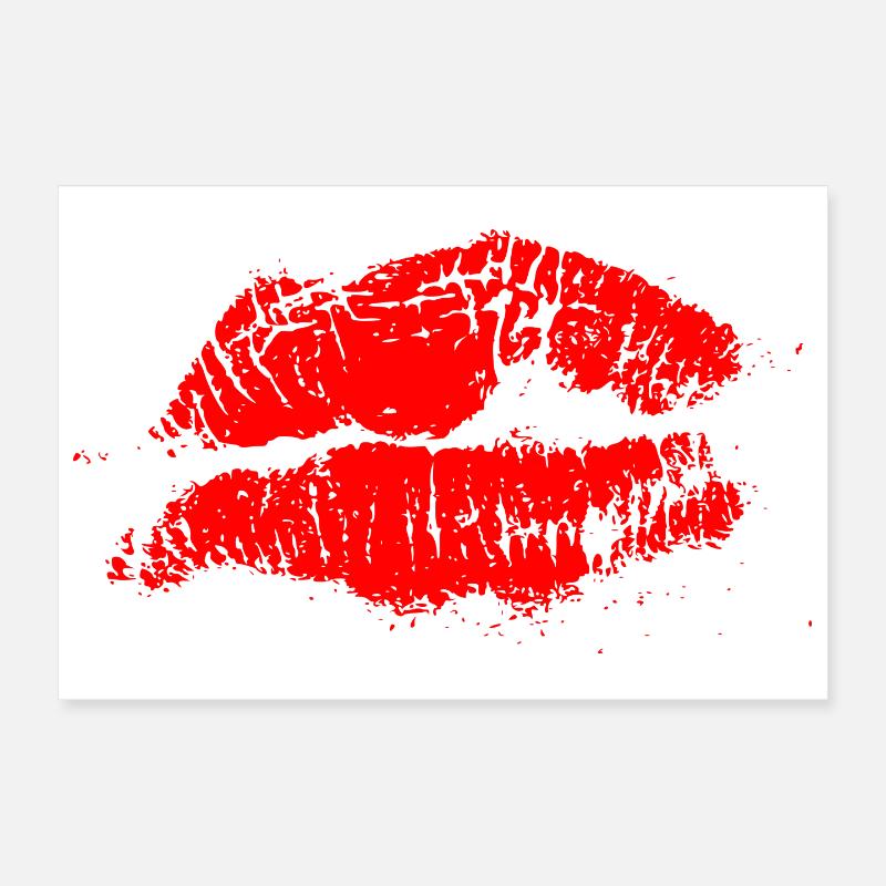 Kissing Lips Lipstick Gift Valentine's Day Poster 12" x 8" (30x20 cm)