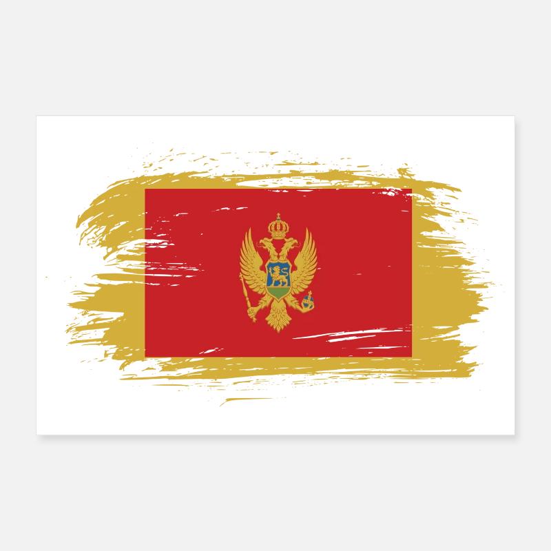 Drapeau vintage du Monténégro Poster 30 x 20 cm