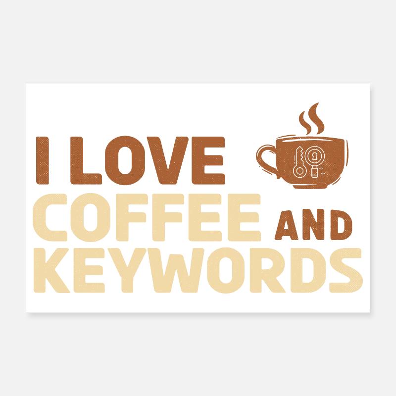 J’adore le café et les mots-clés Poster 30 x 20 cm