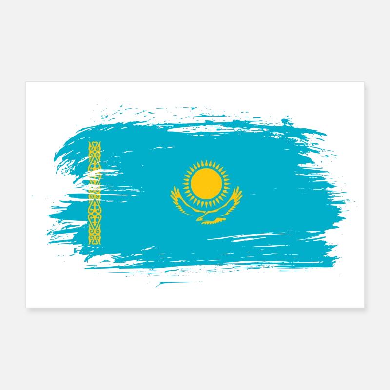 Drapeau du Kazakhstan Poster 30 x 20 cm
