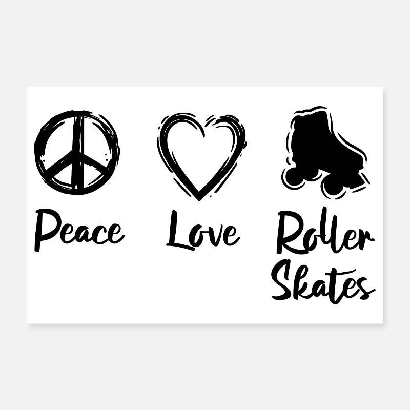 Peace Love Roller Patinage Poster 30 x 20 cm