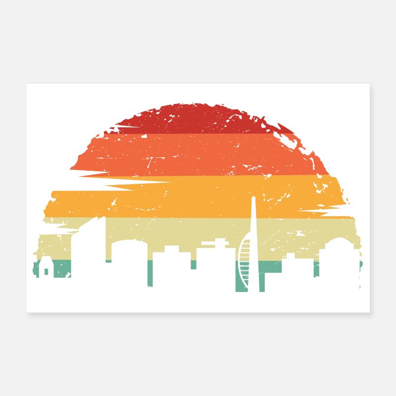 Sunset Skyline Rétro Dégradé Poster 30 x 20 cm