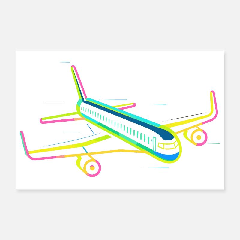 Retro Airplane Graphic Poster 12" x 8" (30x20 cm)