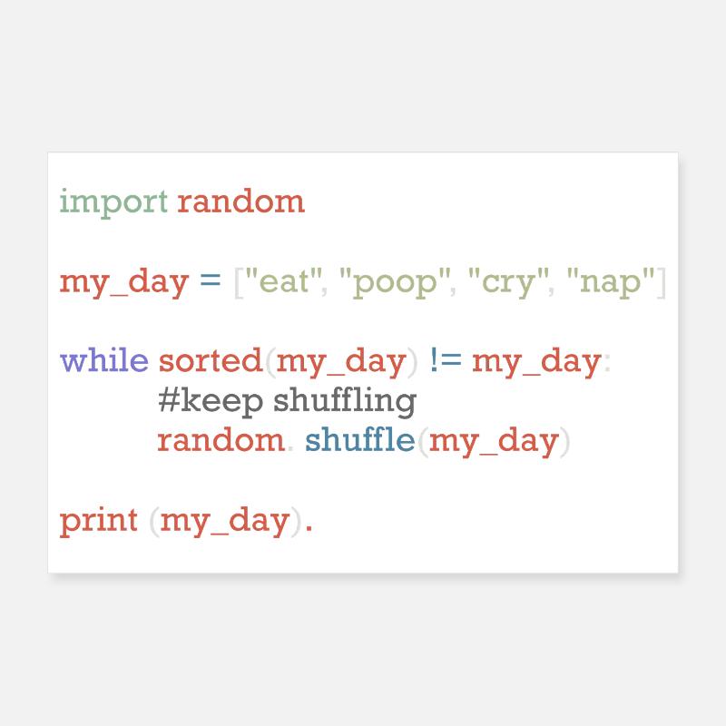 Funny python code about everyday life, baby Poster 12" x 8" (30x20 cm)