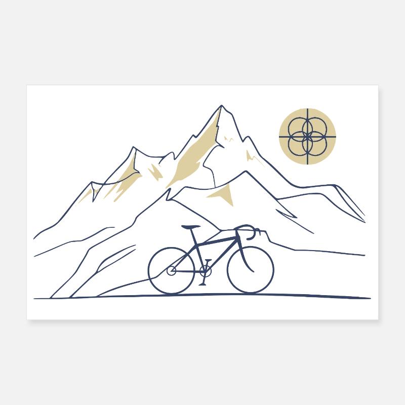 Motif de la montagne cyclable - Poster 30 x 20 cm - blanc