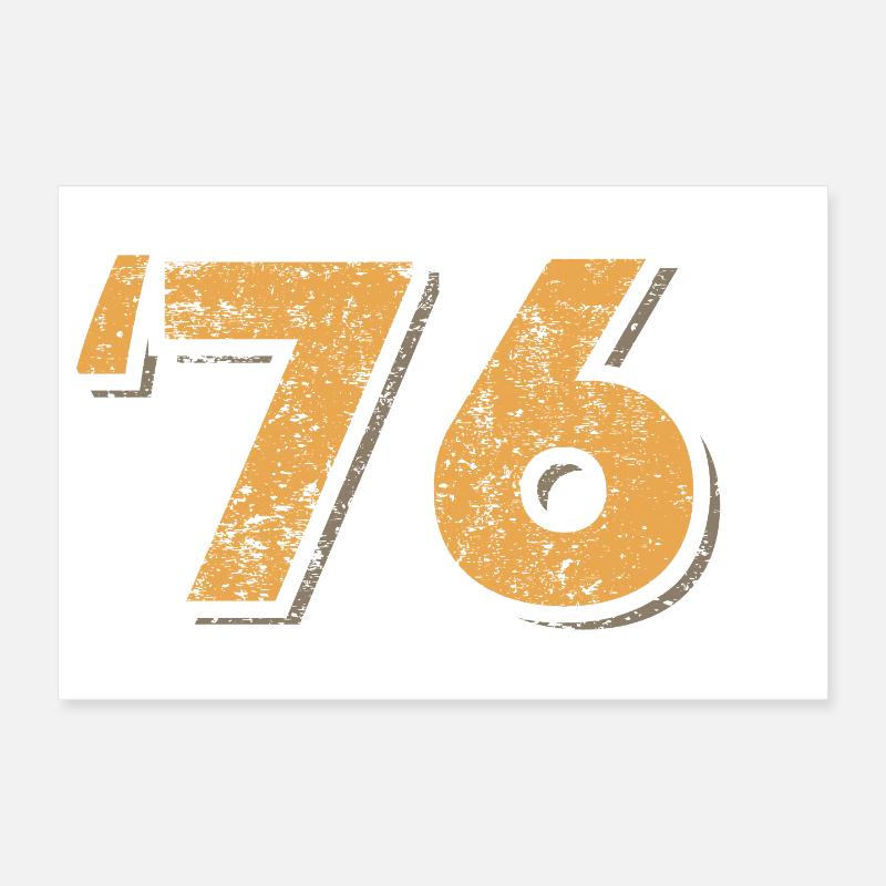 76 Rétro Numéro en Difficulté Poster 30 x 20 cm
