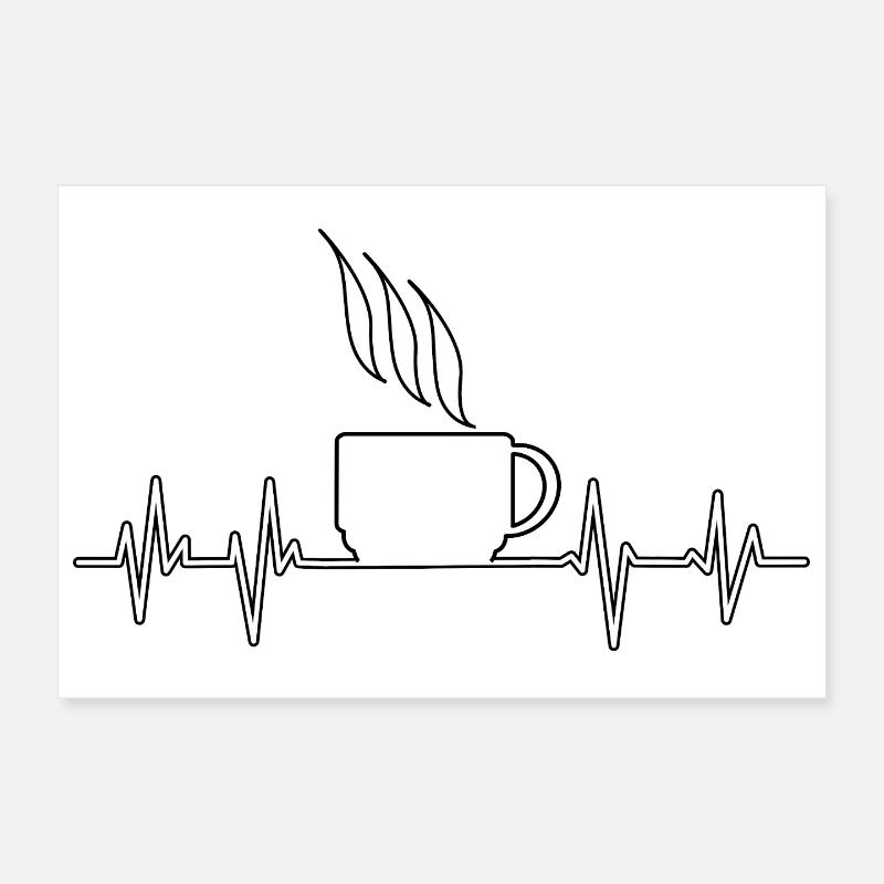 Herzschlag Kaffee - Poster 30x20 cm - Weiß