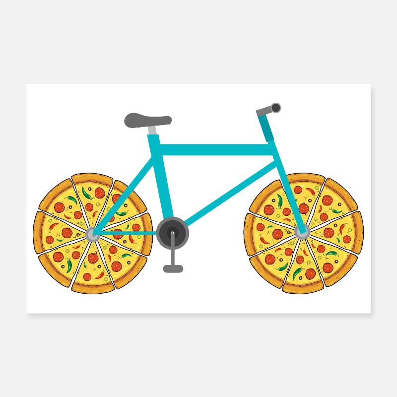VTT avec roues à pizza Poster 30 x 20 cm