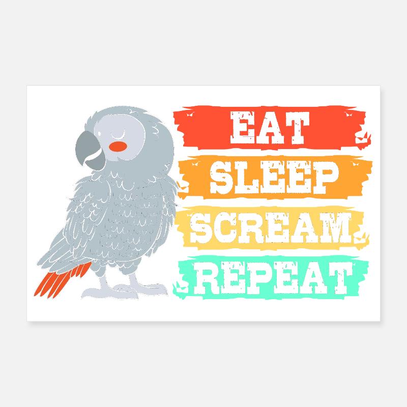 Parrot Grey Poster 30 x 20 cm