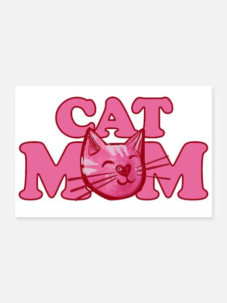 Cat Mom Bold Pink Graphic - Poster 12" x 8" (30x20 cm) - white - Front