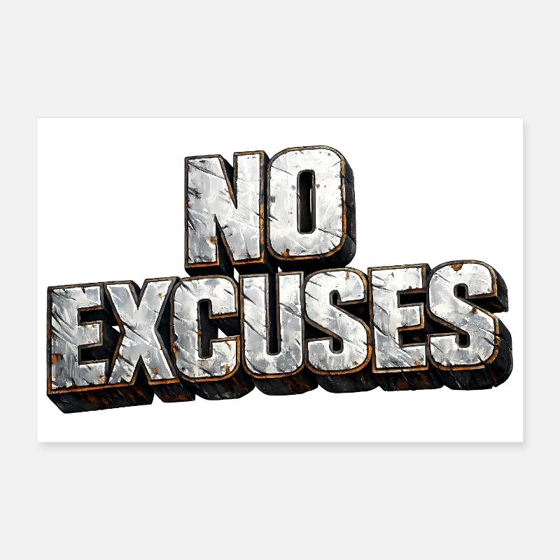 Aucune excuse : texte métallique dur Poster 30 x 20 cm