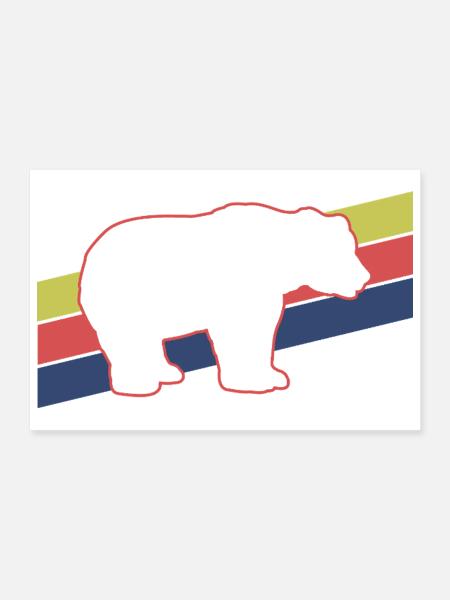 Bär Silhouette Retro Style - Poster 30x20 cm - Weiß - Vorne