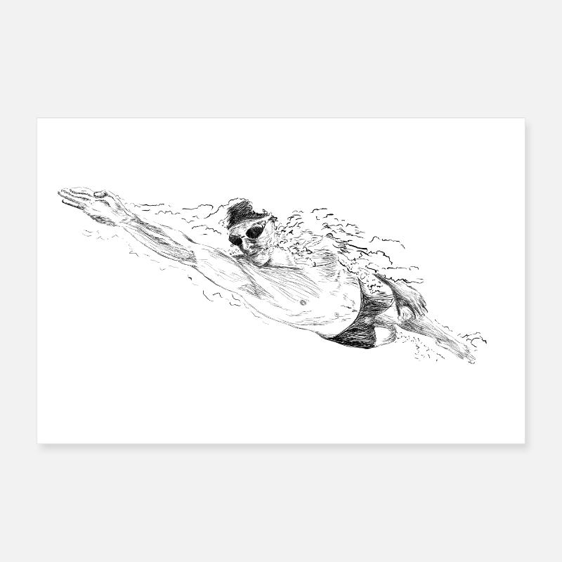 Schwimmer - Poster 30x20 cm - Weiß