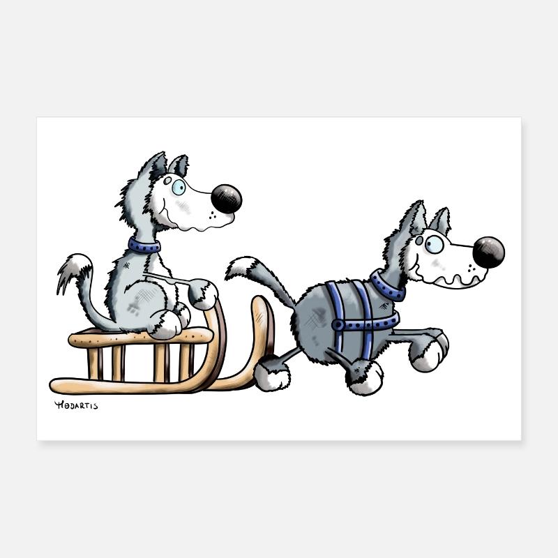 Funny Husky Team Poster 12" x 8" (30x20 cm)