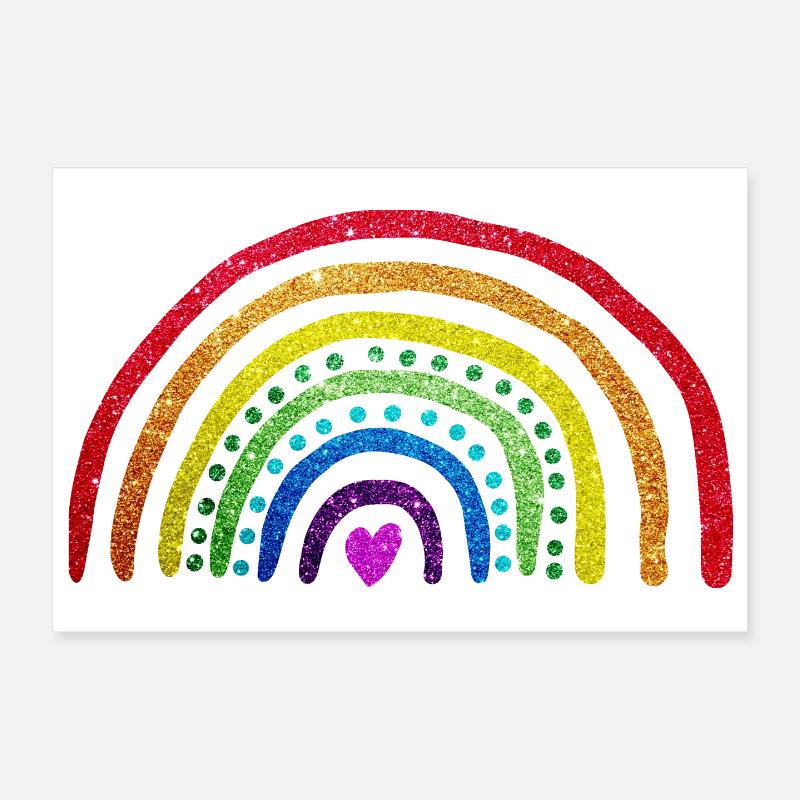 Regenbogen-Glitzer - Poster 30x20 cm - Weiß