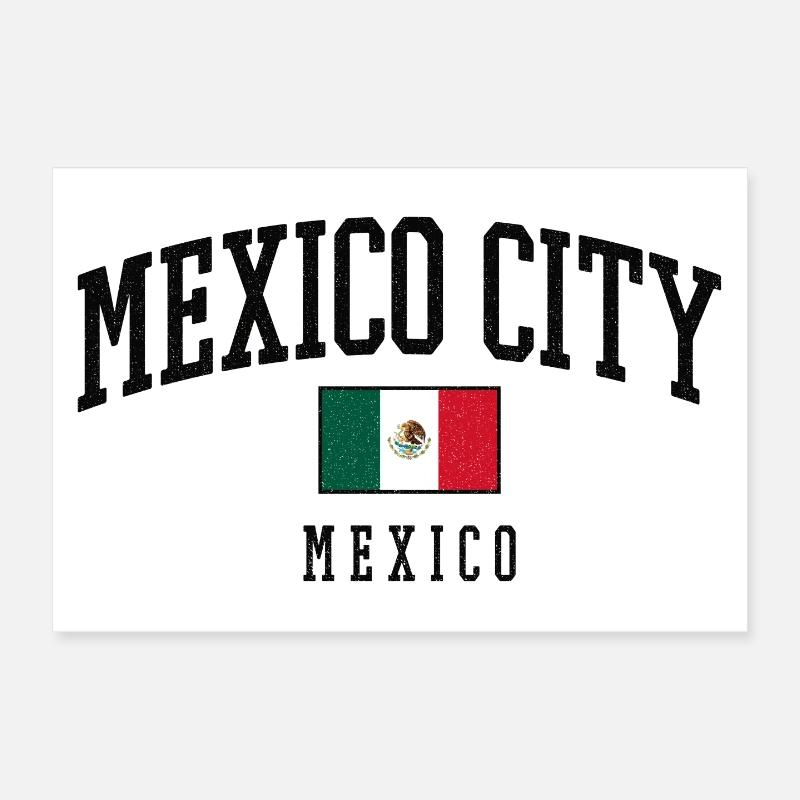 Lettrage de Mexico avec drapeau Poster 30 x 20 cm