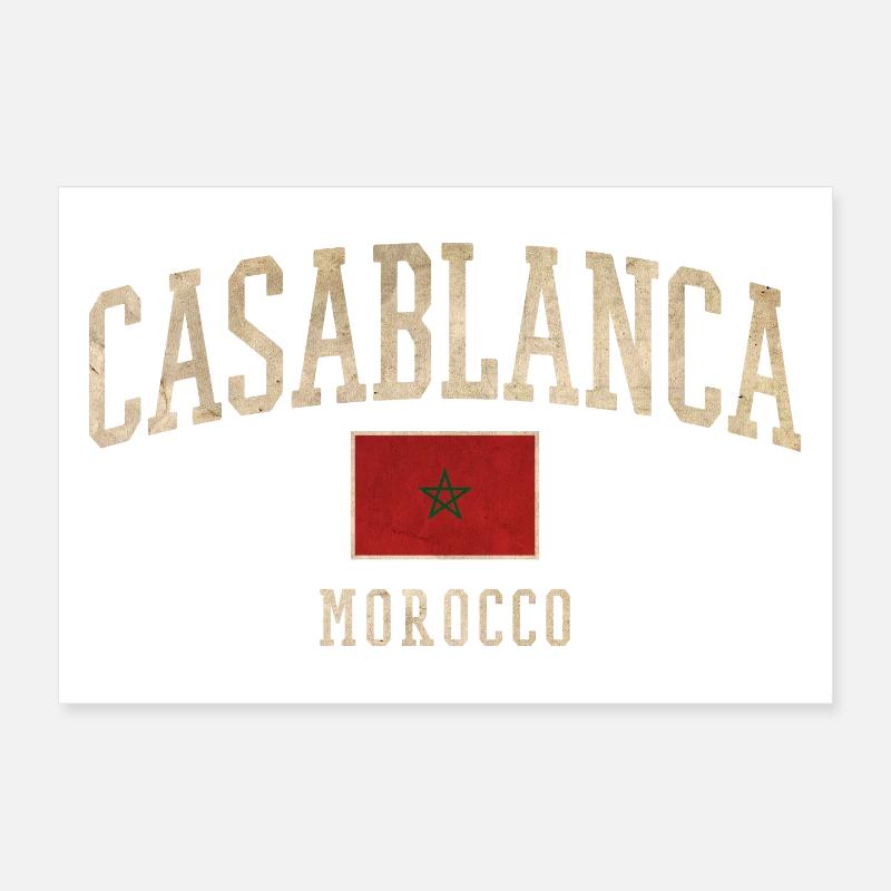 Casablanca Morocco Emblem Poster 12" x 8" (30x20 cm)