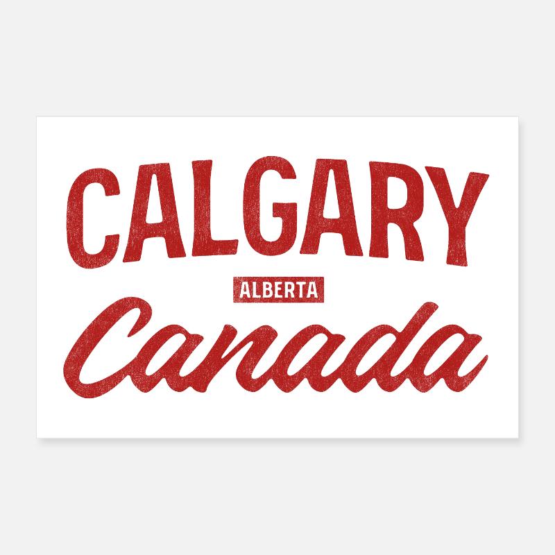 Calgary, Canada, Lettrage vintage Poster 30 x 20 cm