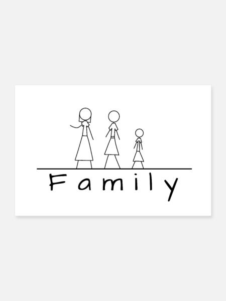 Stick figure family - Poster 12" x 8" (30x20 cm) - white - Front