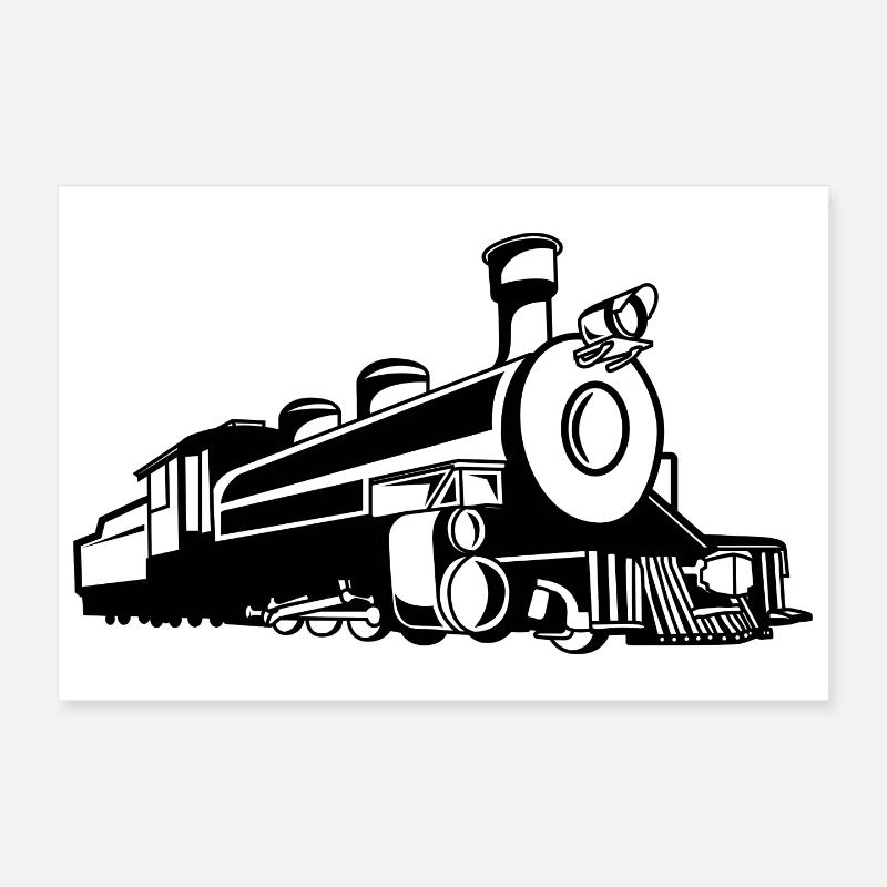 Retro Train Sketch Poster 12" x 8" (30x20 cm)