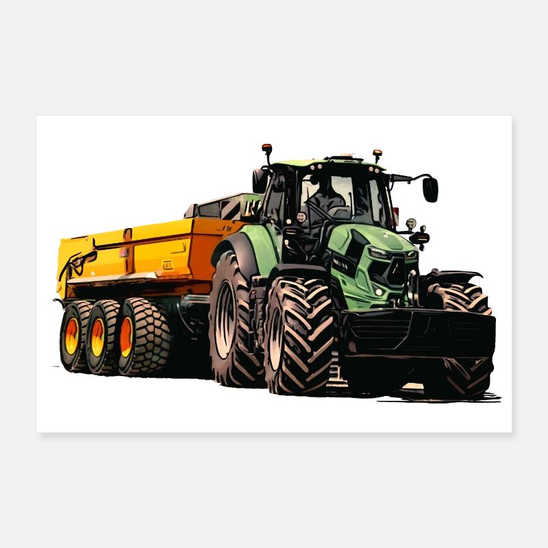 Tractor with trailer tipper Poster 12" x 8" (30x20 cm)