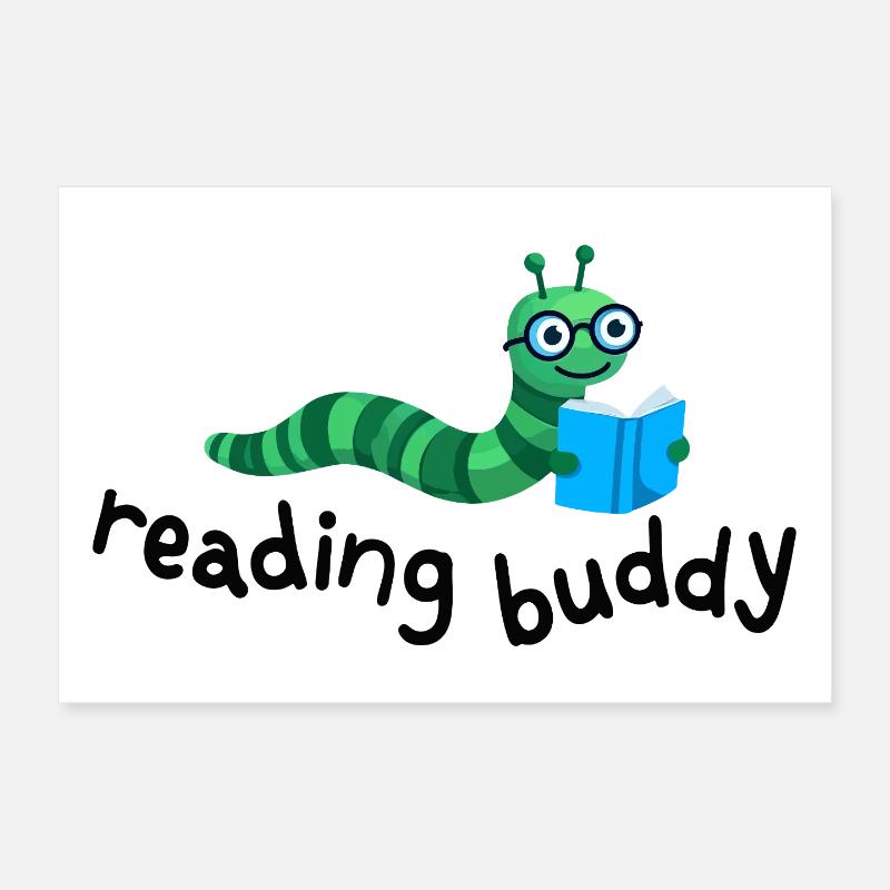 Lesefreund Niedlicher Bücherwurm Mit Buch Poster 30x20 cm