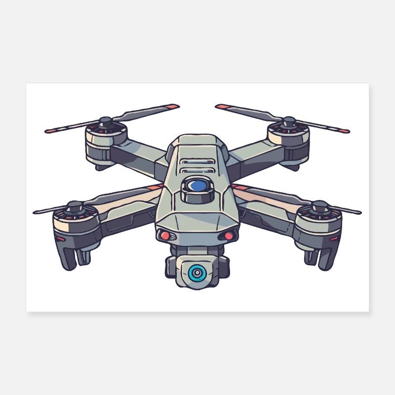 Futuristic drone illustration Poster 12" x 8" (30x20 cm)