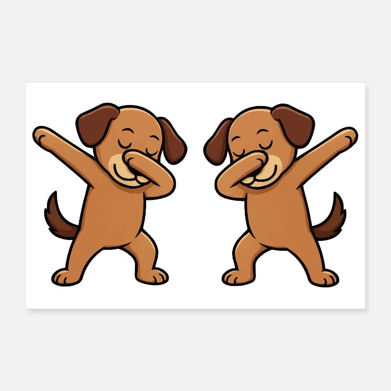 Hund Dabbing Comic Poster 30x20 cm