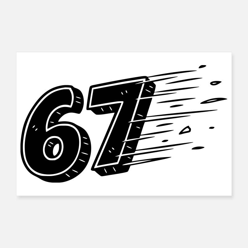 67 Meme Speedlines – Fast Comic Number Poster 12" x 8" (30x20 cm)