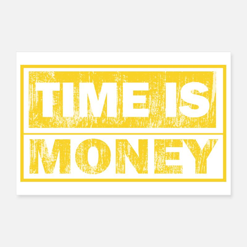 Le temps, c’est de l’argent – design noir et jaune Poster 30 x 20 cm