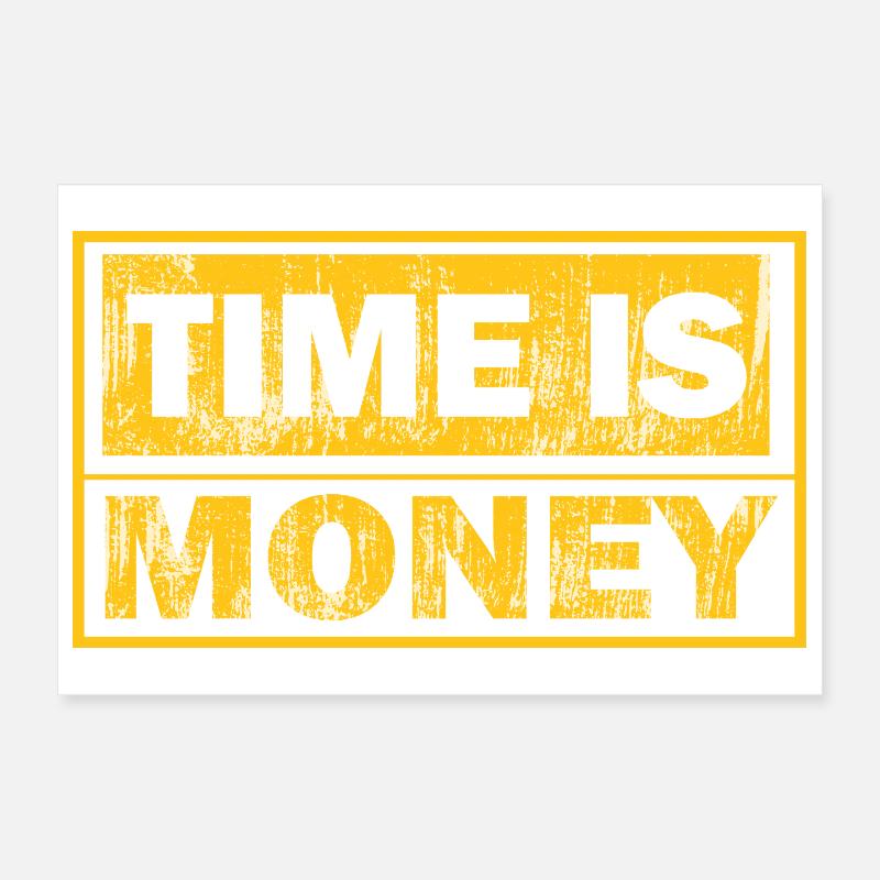 Le temps, c’est de l’argent – Motif contrastant jaune noir Poster 30 x 20 cm