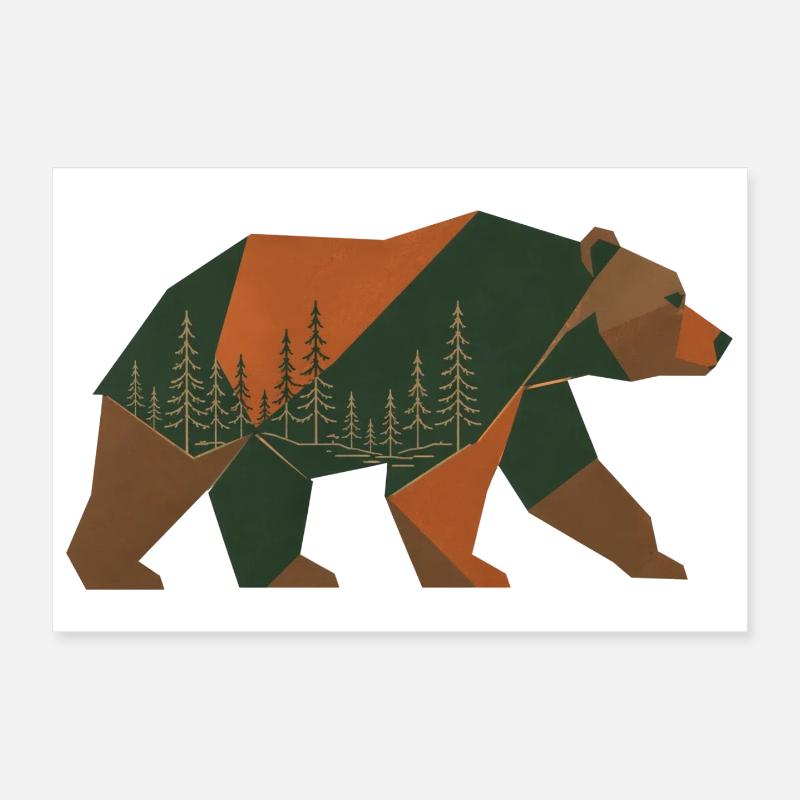Ours de la forêt géométrique Poster 30 x 20 cm