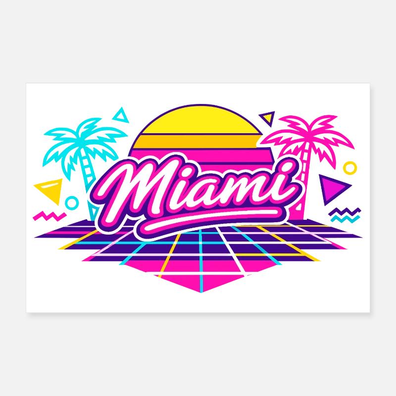 Idée cadeau de style néon disco à Miami Poster 30 x 20 cm