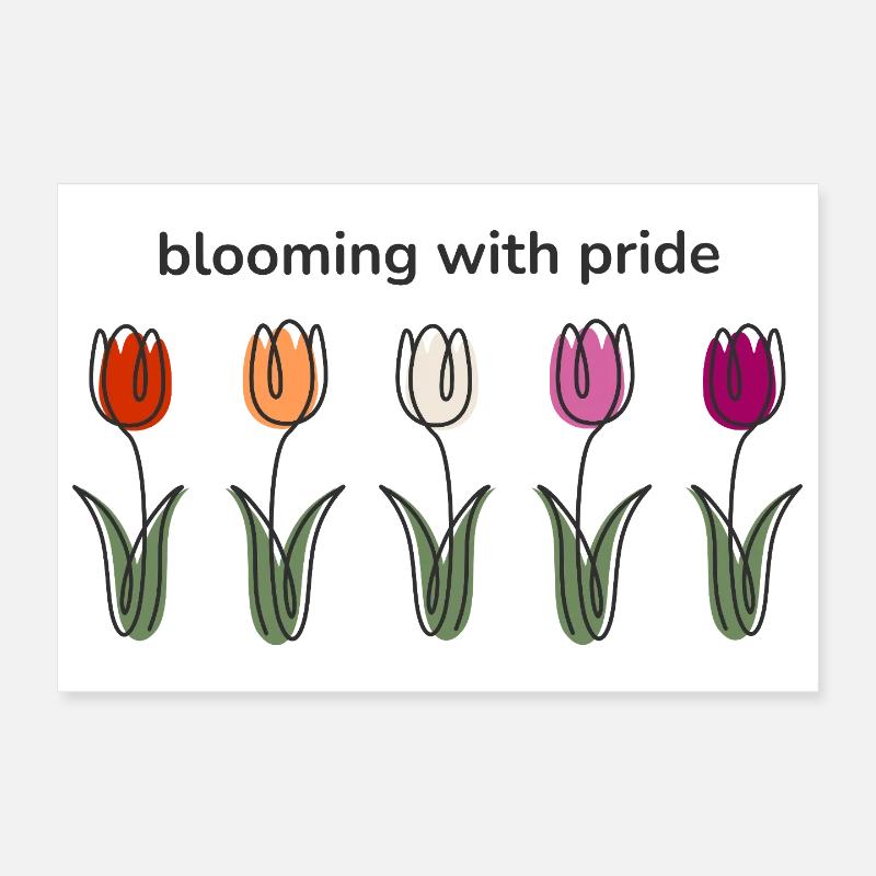 Tulipes Blooming with Pride aux couleurs lesbiennes Poster 30 x 20 cm